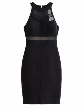 Le Château Black Mesh Cutout Bodycon Mini Dress Size S